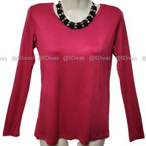 Womens Pink Top Basic Blouse Yoga Top Long-Sleeve T-Shirt Casual Summer Tees NEW